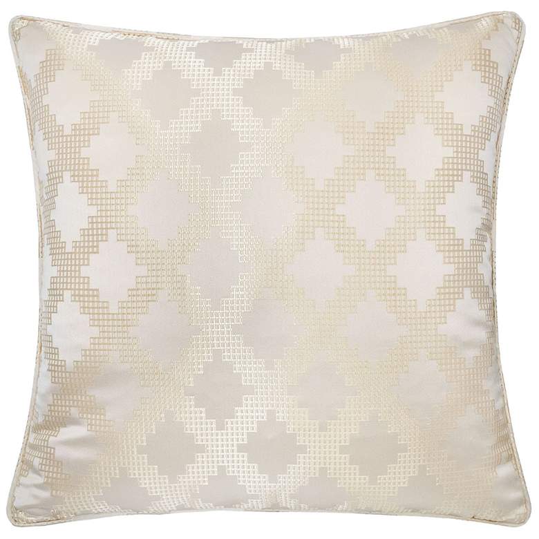 Image 2 Adora Gold and Ecru Geometric 20 inch Square Decorative Pillow