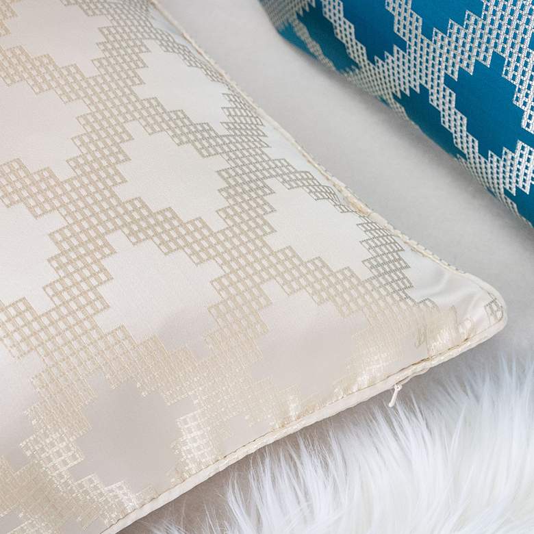 Image 4 Adora Gold and Ecru Geometric 20 inch Square Decorative Pillow more views