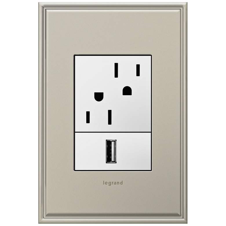 Image 1 adorne Antique Nickel 1-Gang+ Cast Metal Wall Plate w/ Outlets
