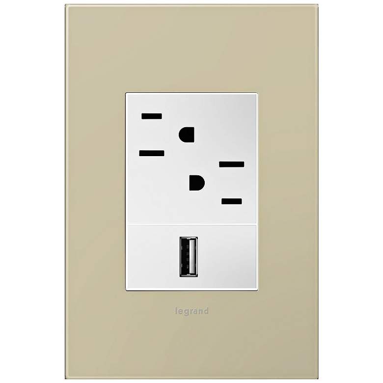 Image 1 adorne Ashen Tan 1-Gang+ Wall Plate w/ Outlets