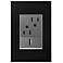 adorne Black Leather 1-Gang+ Real Metal Wall Plate with Outlets