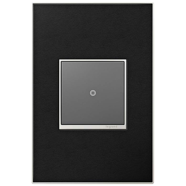 Image 1 adorne Black Leather 1-Gang Real Metal Wall Plate with Switch