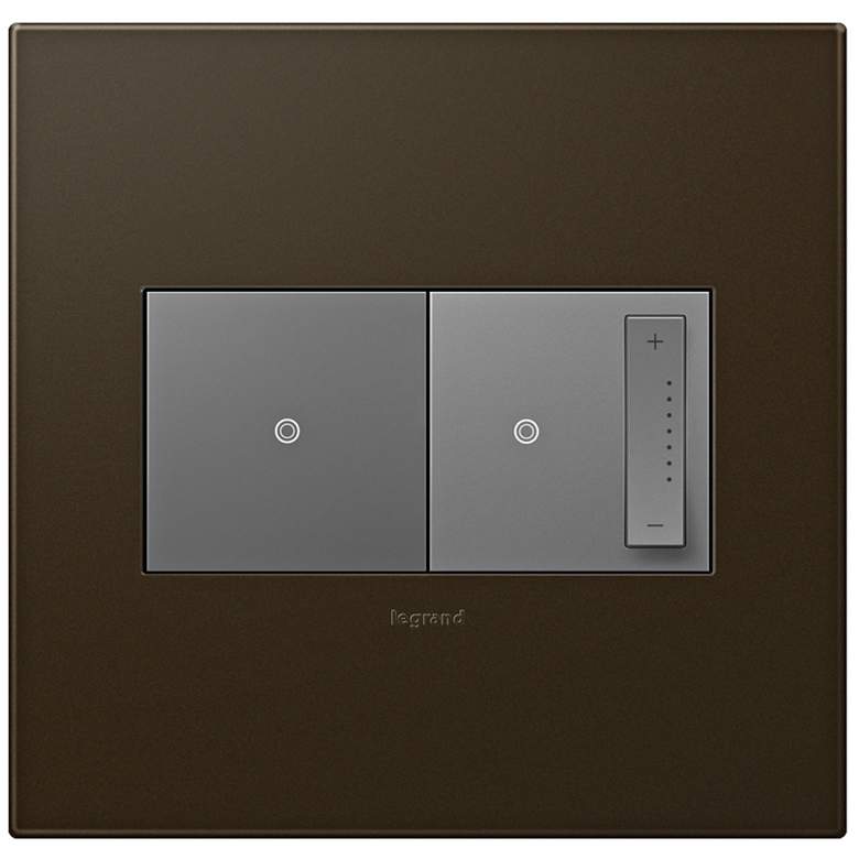 Image 1 adorne Bronze 2-Gang Wall Plate with Switch and Dimmer