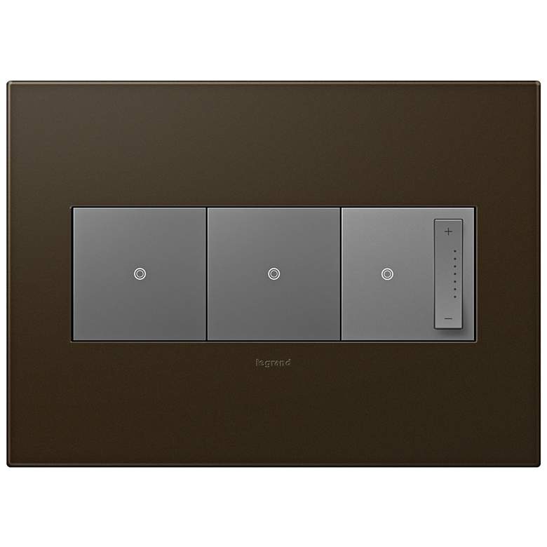 Image 1 adorne Bronze 3-Gang Wall Plate with 2 Switches and Dimmer