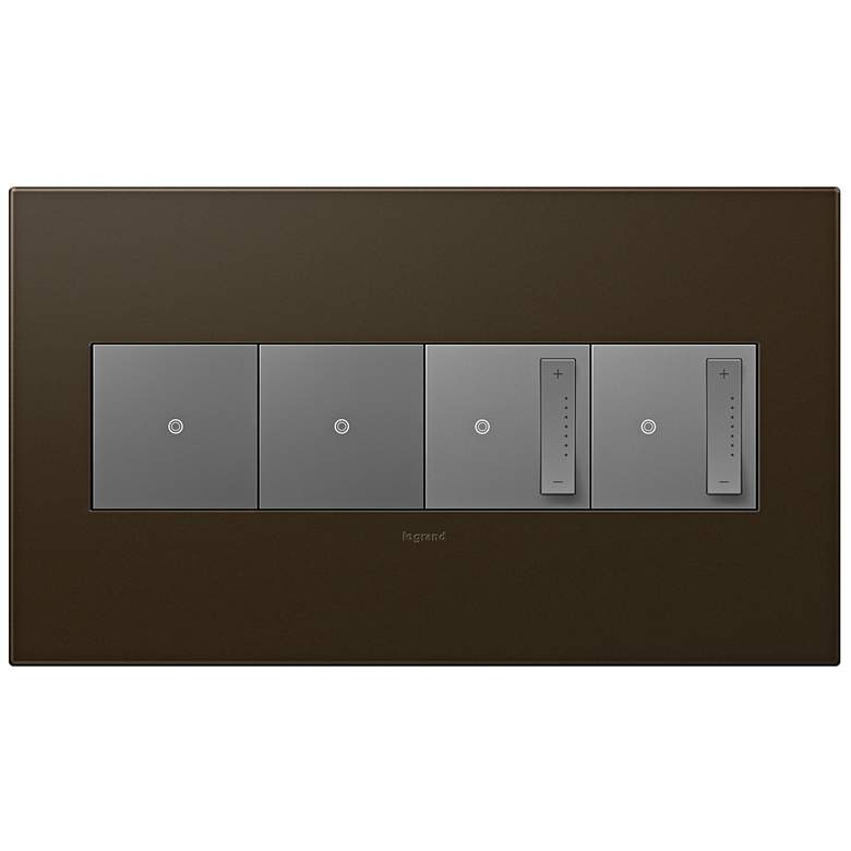 Image 1 adorne Bronze 4-Gang Wall Plate with 2 Switches and 2 Dimmers