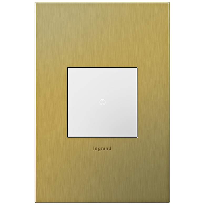 Image 1 adorne Brushed Brass 1-Gang Cast Metal Wall Plate with Switch