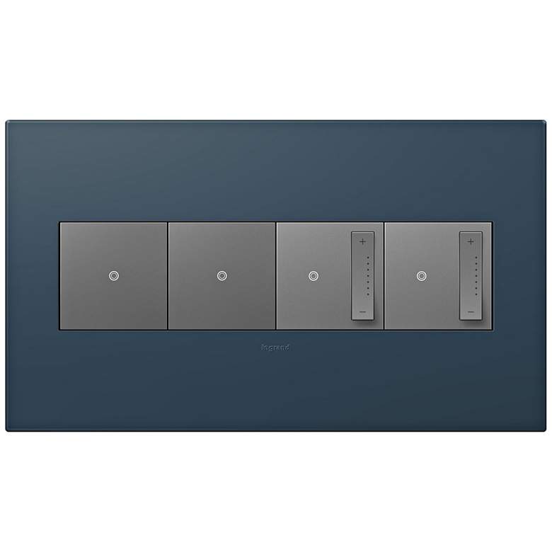 Image 1 adorne Felt Green 4-Gang Wall Plate w/ 2 Switches and 2 Dimmers