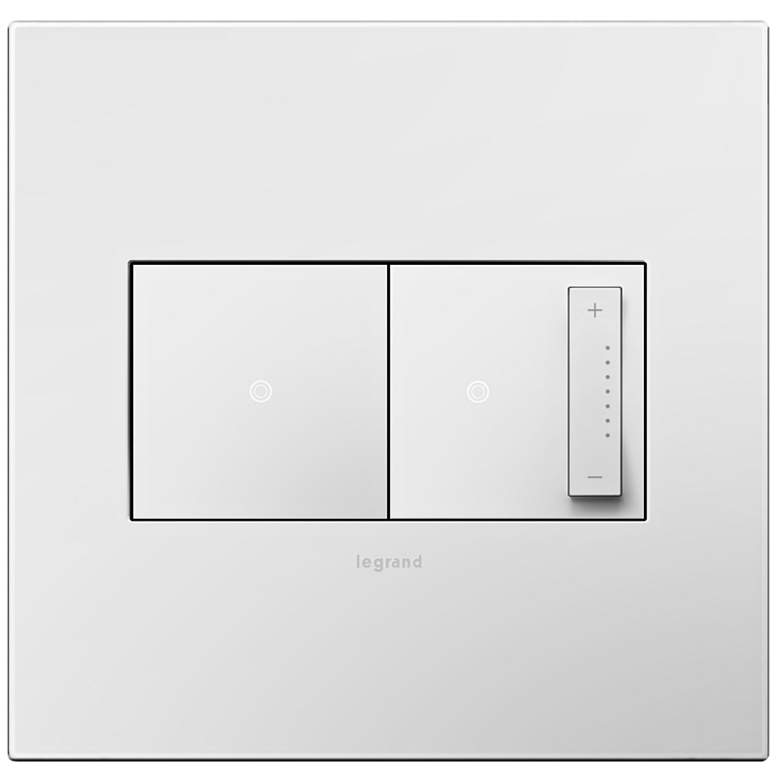 Image 1 adorne Gloss White 2-Gang Wall Plate with Switch and Dimmer