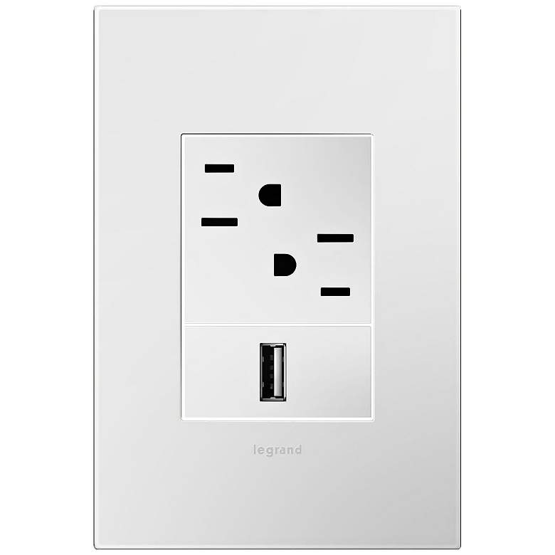 Image 1 adorne Gloss White-on-White 1-Gang+ Wall Plate w/ Outlets