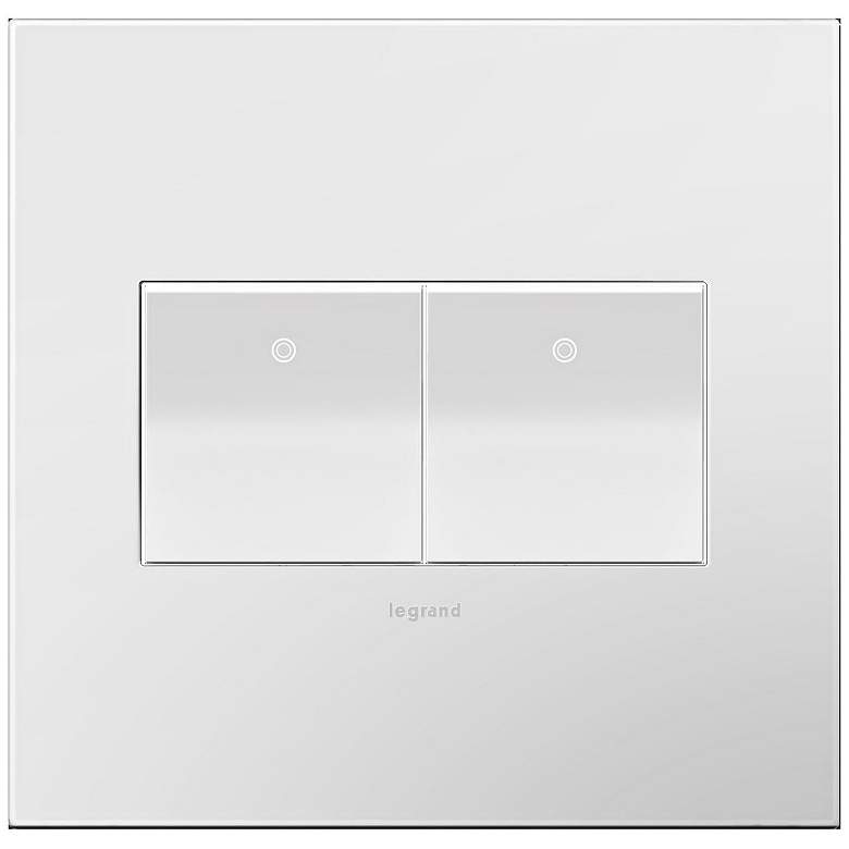 Image 1 adorne Gloss White-on-White 2-Gang Wall Plate w/ 2 Switches