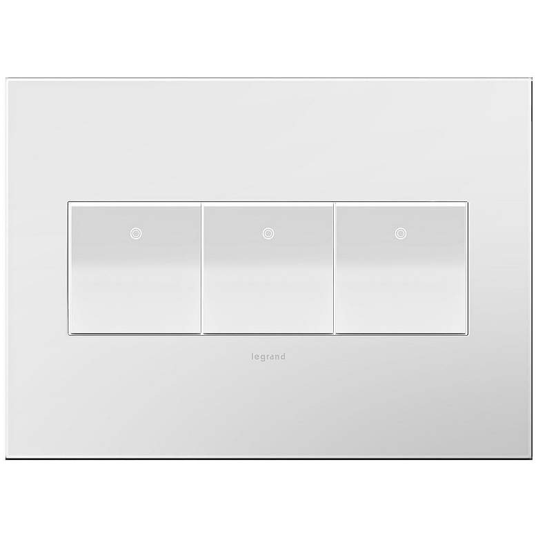 Image 1 adorne Gloss White-on-White 3-Gang Wall Plate w/ 3 Switches