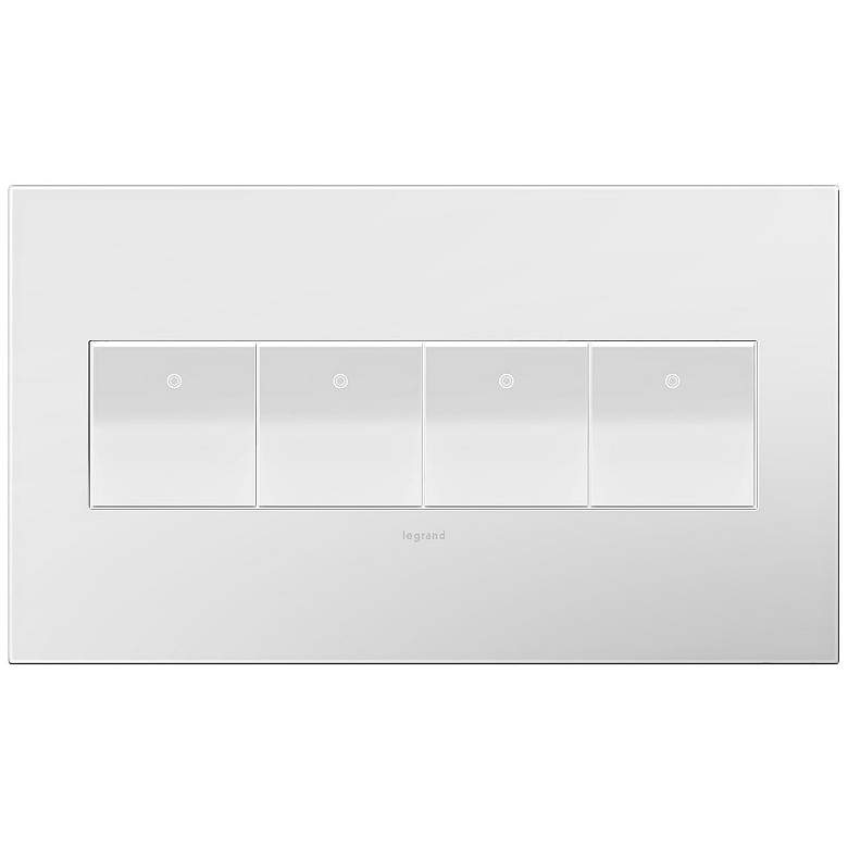 Image 1 adorne Gloss White-on-White 4-Gang Wall Plate w/ 4 Switches