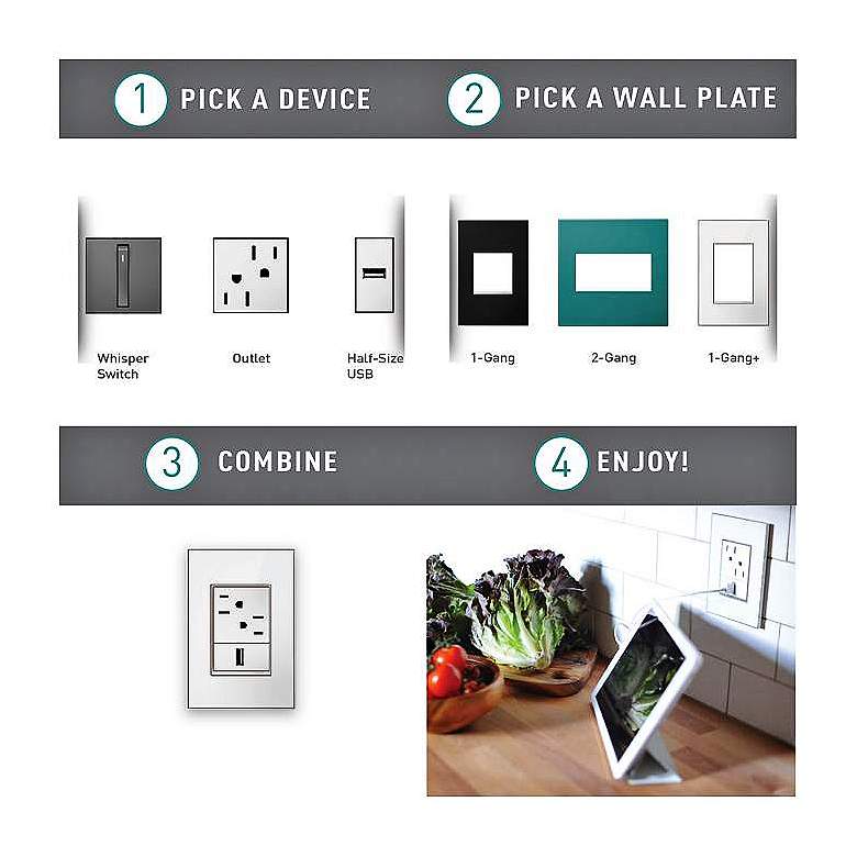 Image 3 adorne Gloss White-on-White w/ White Back 1-Gang Wall Plate more views
