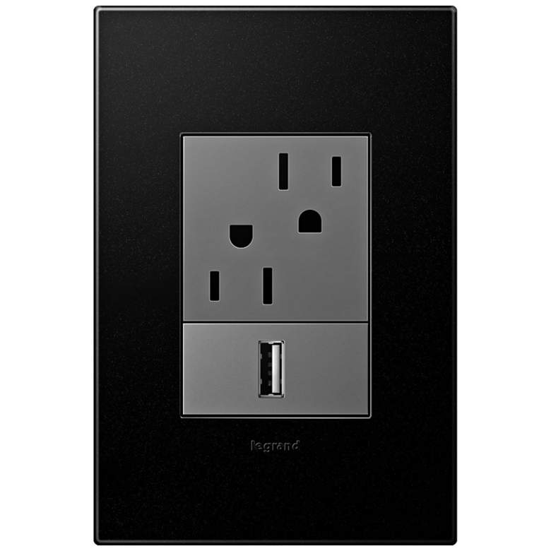 Image 1 adorne Graphite 1-Gang+ Wall Plate w/ Outlets