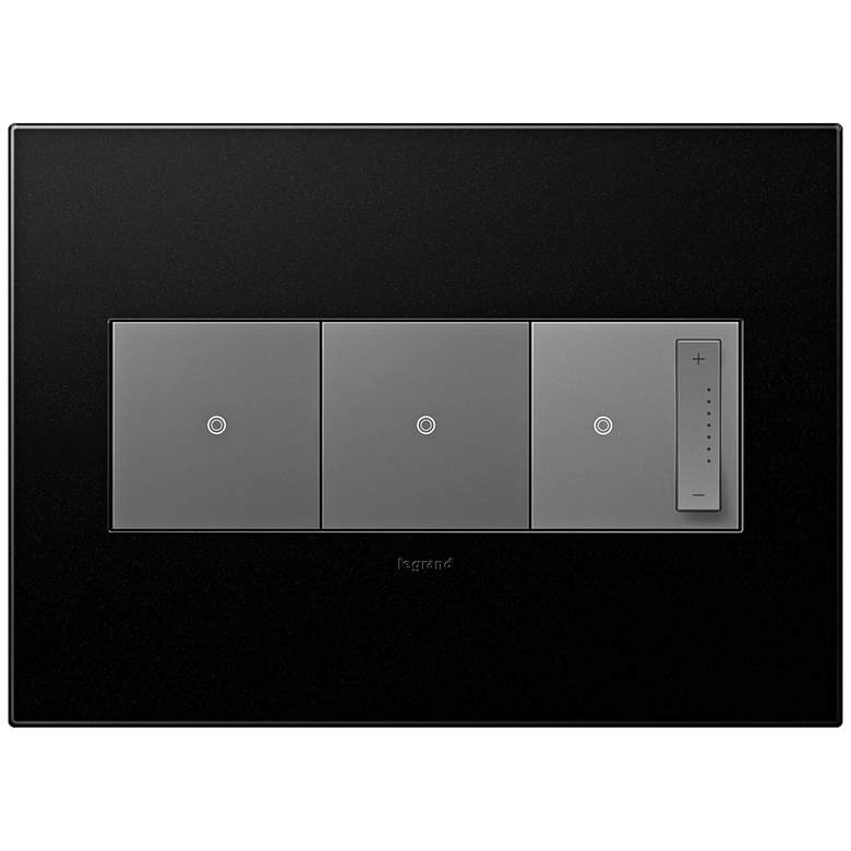 Image 1 adorne Graphite 3-Gang Wall Plate w/ 2 Switches and Dimmer