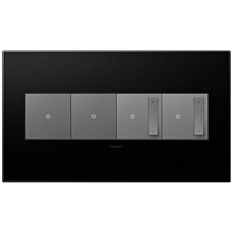 Image 1 adorne Graphite 4-Gang Wall Plate w/ 2 Switches and 2 Dimmers