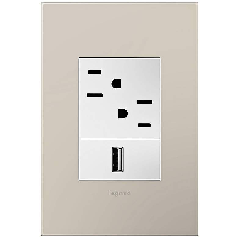 Image 1 adorne Greige 1-Gang+ Wall Plate w/ Outlets