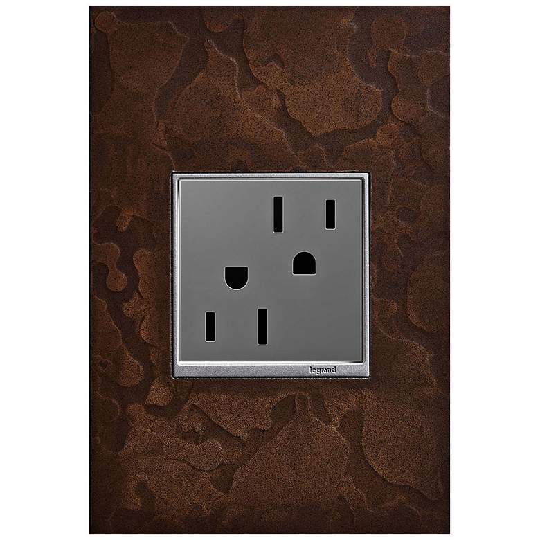Image 1 adorne Hubbardton Forge Bronze 1-Gang Wall Plate w/ Outlet
