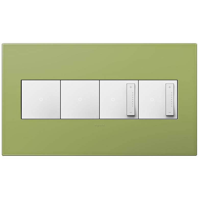 Image 1 adorne Lichen Green 4-Gang Wall Plate w/ 2 Switches and 2 Dimmers