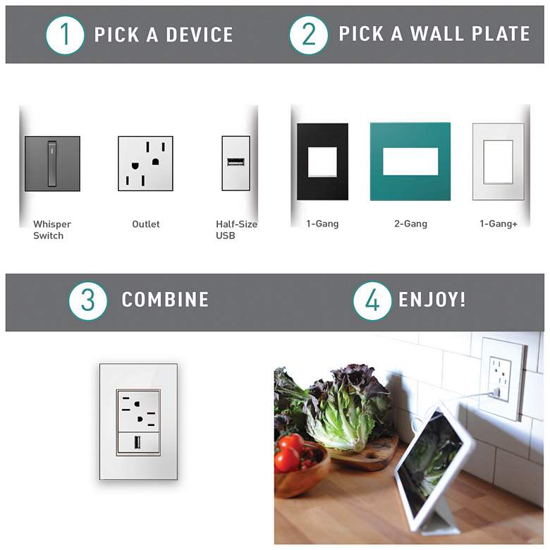 Image 2 adorne® Magnesium 15A Tamper-Resistant 3-Module Outlet more views