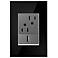 adorne Mirror Black 1-Gang+ Real Metal Wall Plate with Outlets