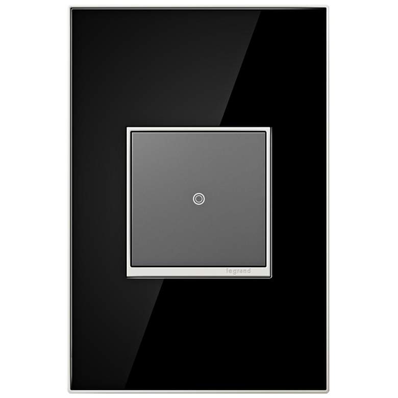 Image 1 adorne Mirror Black 1-Gang Real Metal Wall Plate with Switch