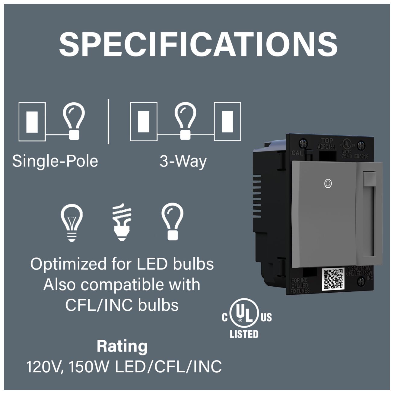 Image 6 adorne Paddle LED Advanced Dimmer, Magnesium more views