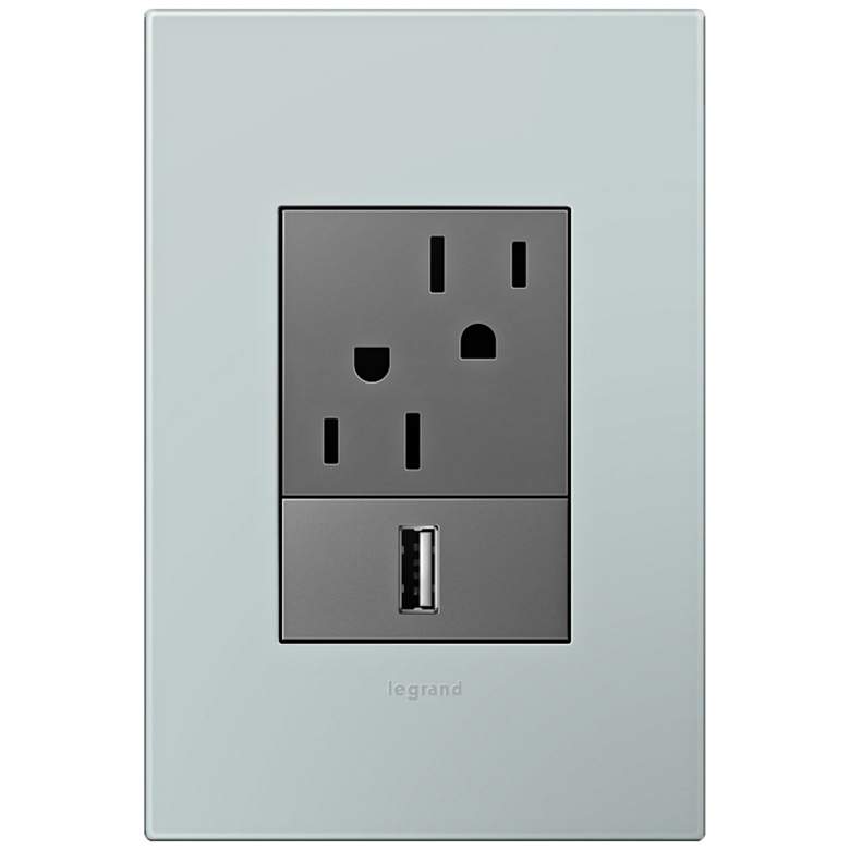 Image 1 adorne Pale Blue 1-Gang+ Wall Plate w/ Outlets