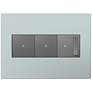 adorne Pale Blue 3-Gang Wall Plate w/ 2 Switches and Dimmer