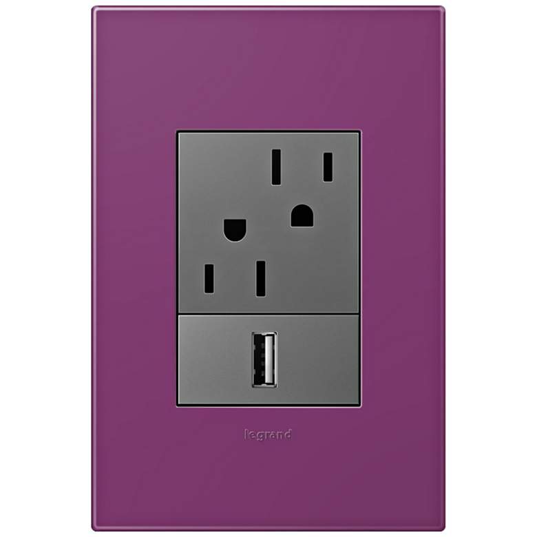 Image 1 adorne Plum 1-Gang+ Wall Plate w/ Outlets