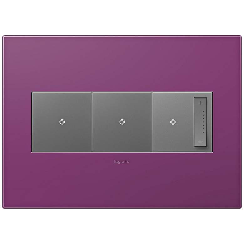 Image 1 adorne Plum 3-Gang Wall Plate w/ 2 Switches and Dimmer