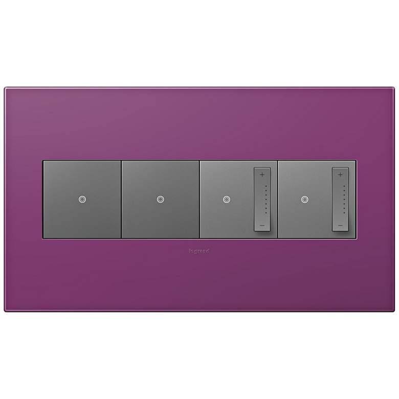 Image 1 adorne Plum 4-Gang Wall Plate w/ 2 Switches and 2 Dimmers