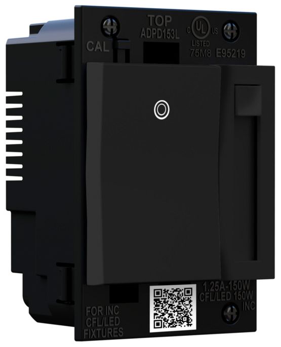 Image 2 adorne® Graphite Paddle LED Dimmer w/ Brushed Stainless Wall Plate more views