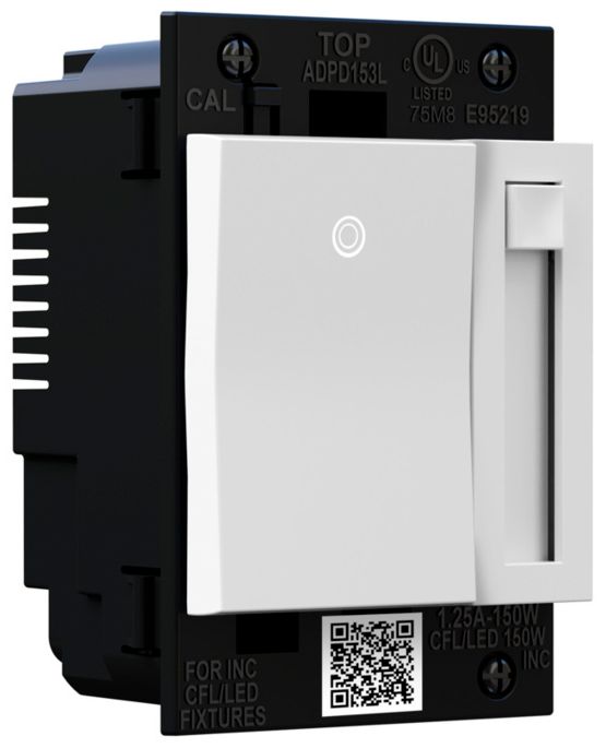 Image 2 adorne® White Paddle LED Dimmer with Graphite Wall Plate more views