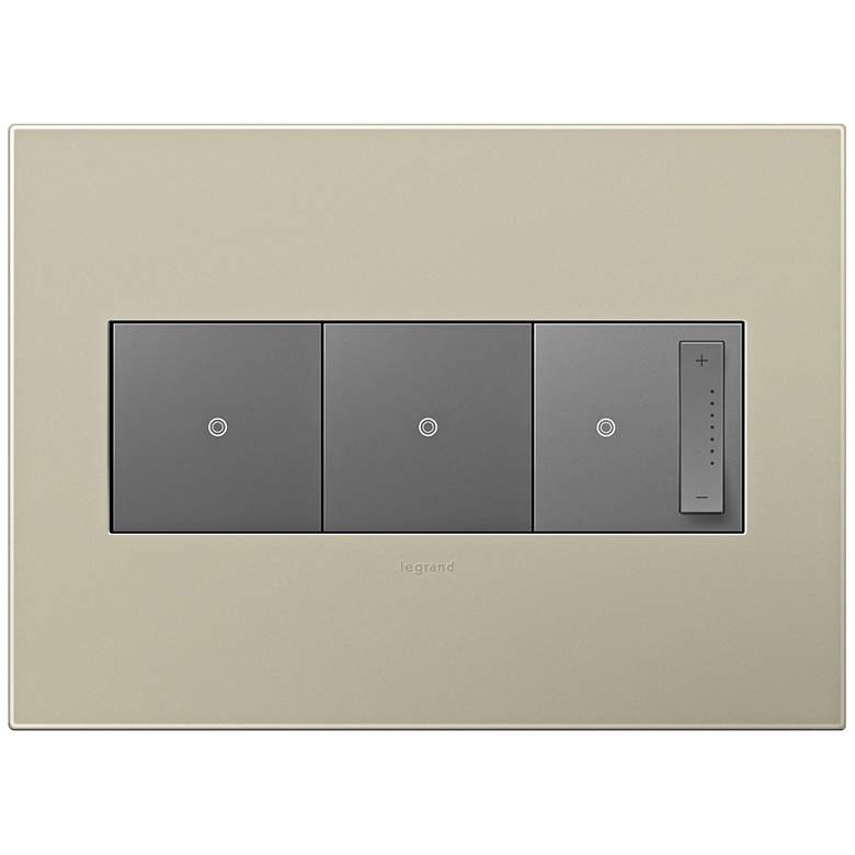 Image 1 adorne Titanium 3-Gang Wall Plate w/ 2 Switches and Dimmer