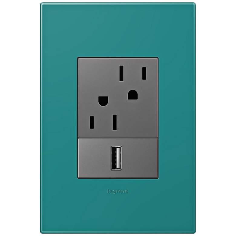Image 1 adorne Turquoise Blue 1-Gang+ Wall Plate w/ Outlets
