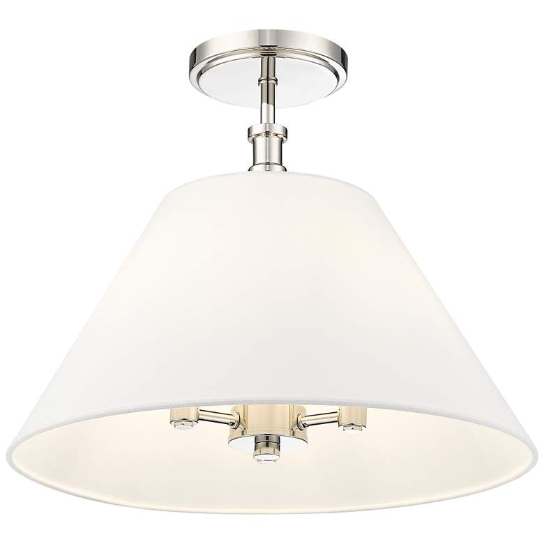 Image 1 Adorra 16" Wide 3-Light Semi Flush in Polished Nickel