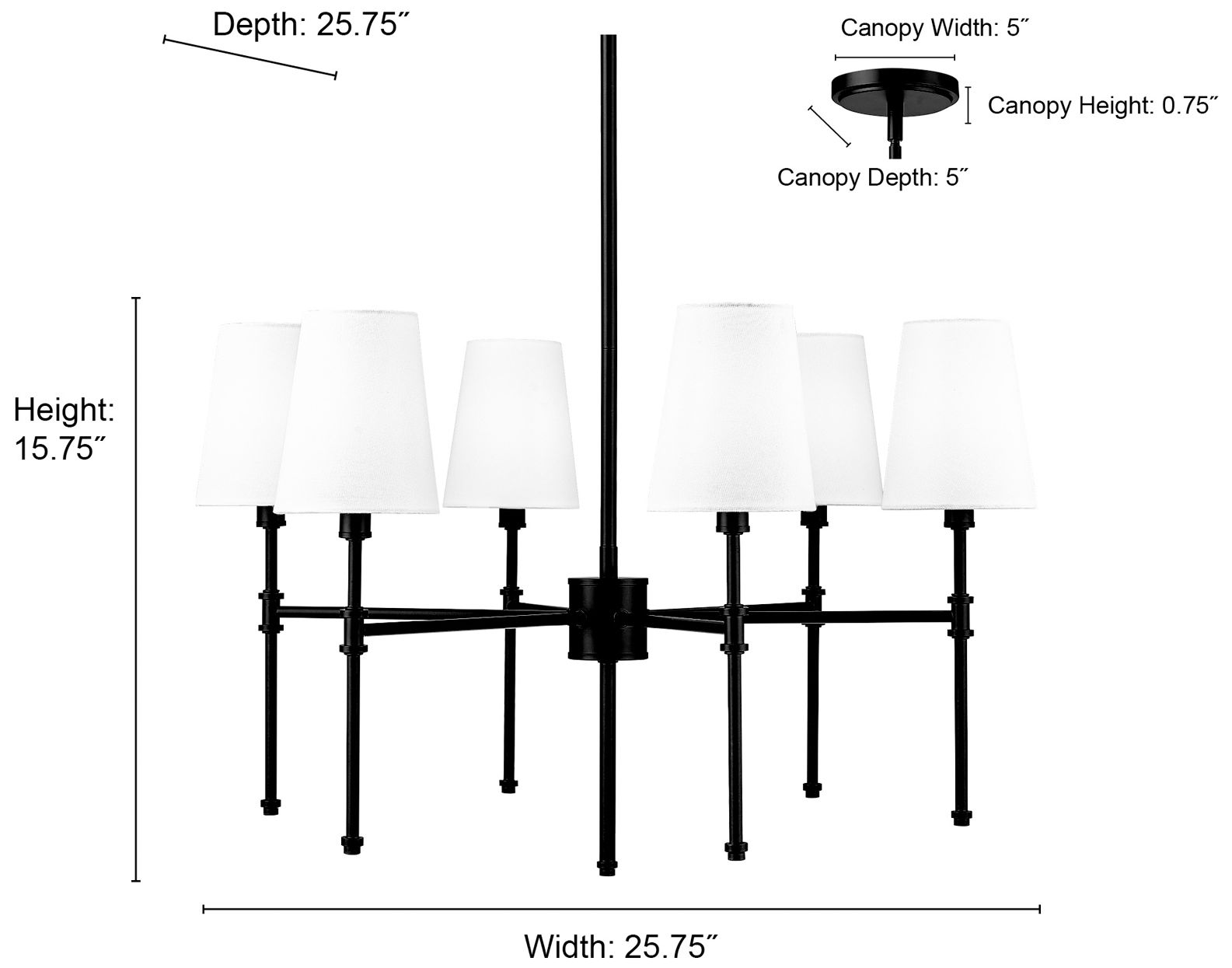 Image 7 Adorra 25 3/4" Wide Matte Black 6-Light Chandelier more views