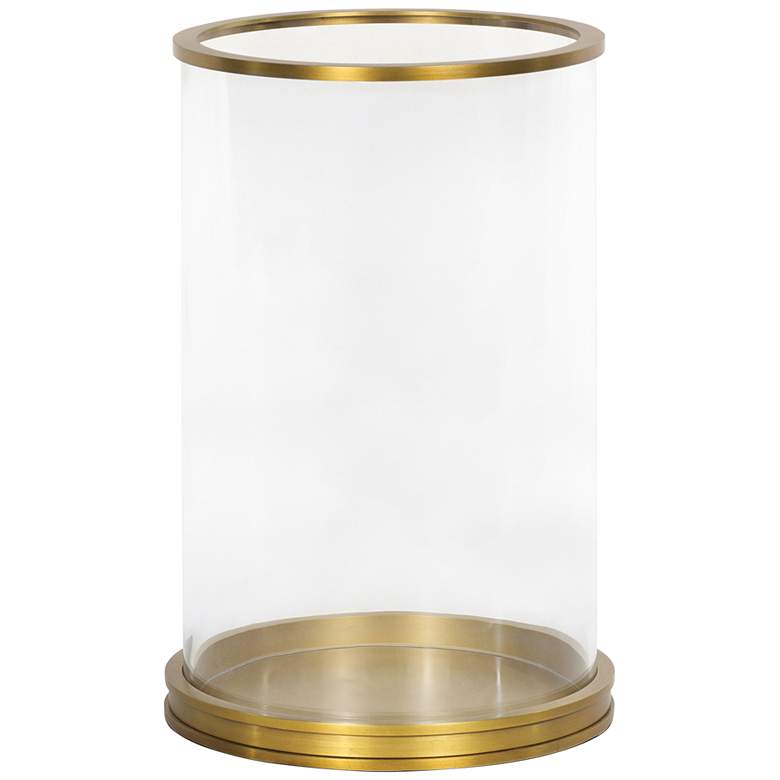 Image 1 Adria Clear Glass Natural Brass Large Pillar Hurricane