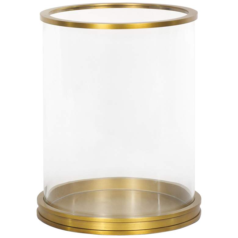 Image 1 Adria Clear Glass Natural Brass Medium Pillar Hurricane