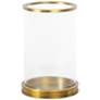 Adria Clear Glass Natural Brass Small Pillar Hurricane