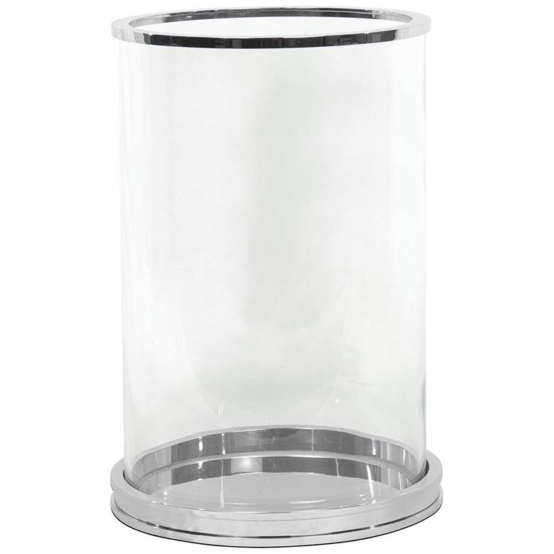 Image 1 Adria Clear Glass Polished Nickel Large Pillar Hurricane