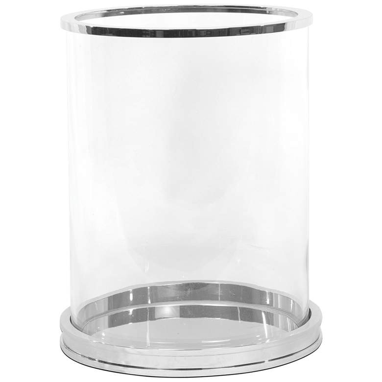 Image 1 Adria Clear Glass Polished Nickel Medium Pillar Hurricane