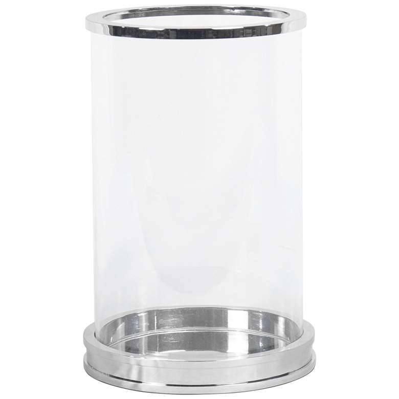 Image 1 Adria Clear Glass Polished Nickel Small Pillar Hurricane
