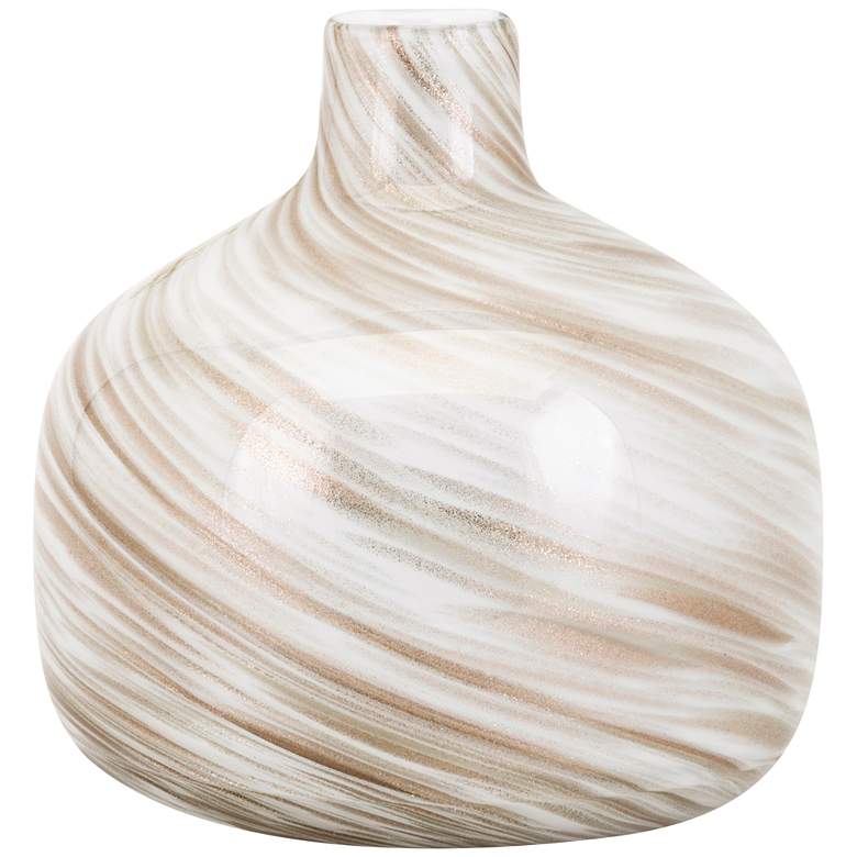 Image 1 Adriana 9" High Wide Modern Swirl Glass Vase
