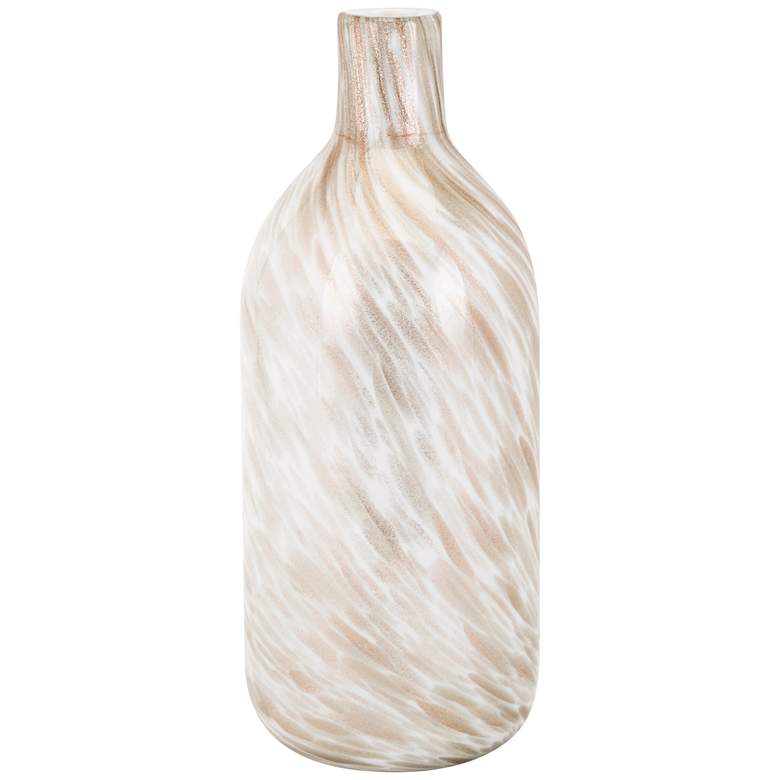 Image 1 Adriana White and Brown Swirl 15 3/4" High Tall Glass Vase