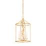 1_Adrienne 15 1/2"W Vintage Gold Leaf 4-Light Lantern Pendant
