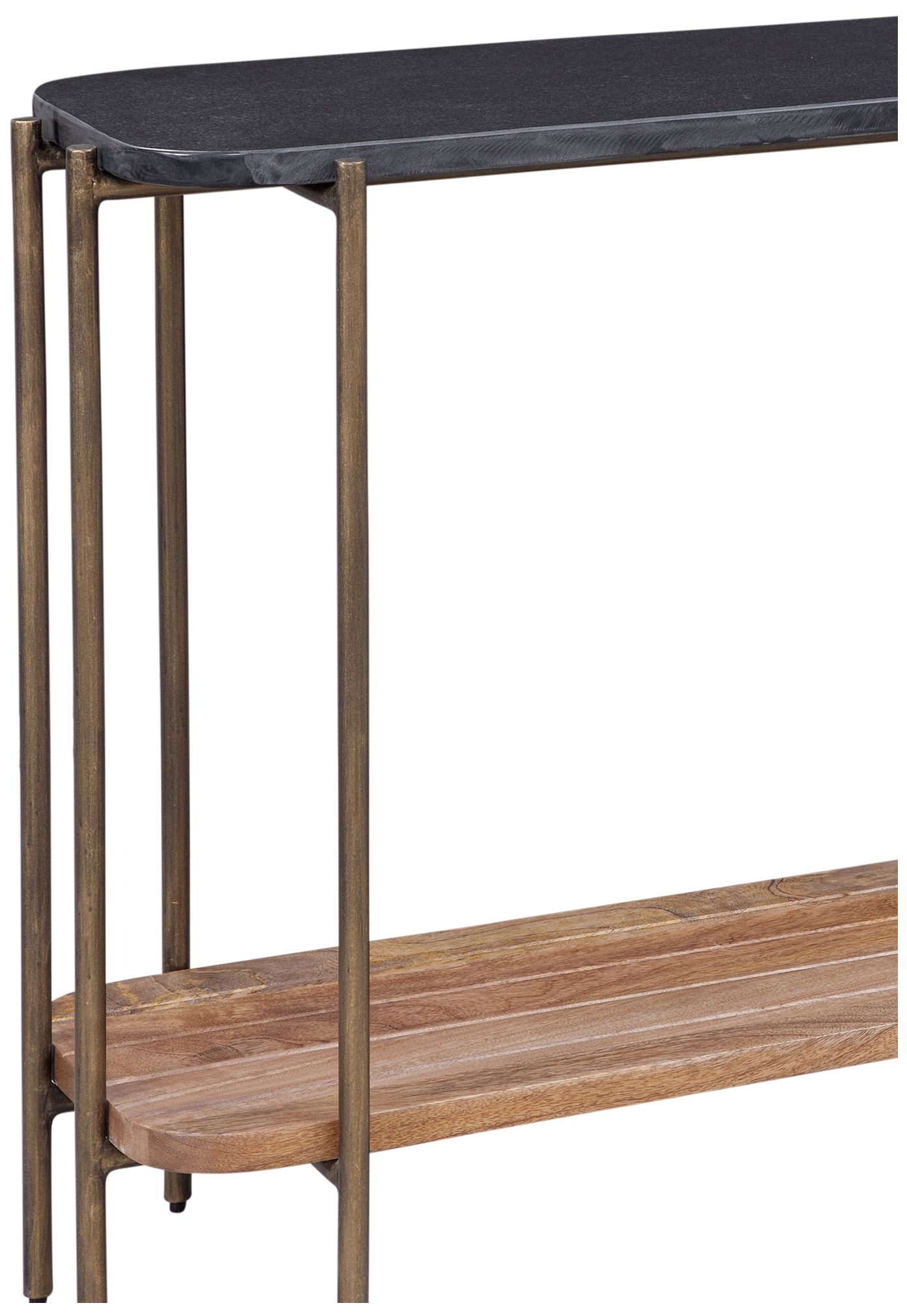 Image 5 Adrienne 54" Wide Black Marble and Brass Console Table more views