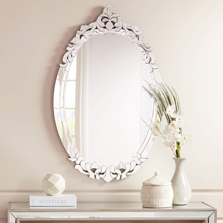 Image 1 Adrienne Accented Edge 27 1/2 inch x 44 inch Oval Wall Mirror