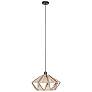 Adwickle 17.5" Wide Black Pendant Light With Natural Fabric Shade